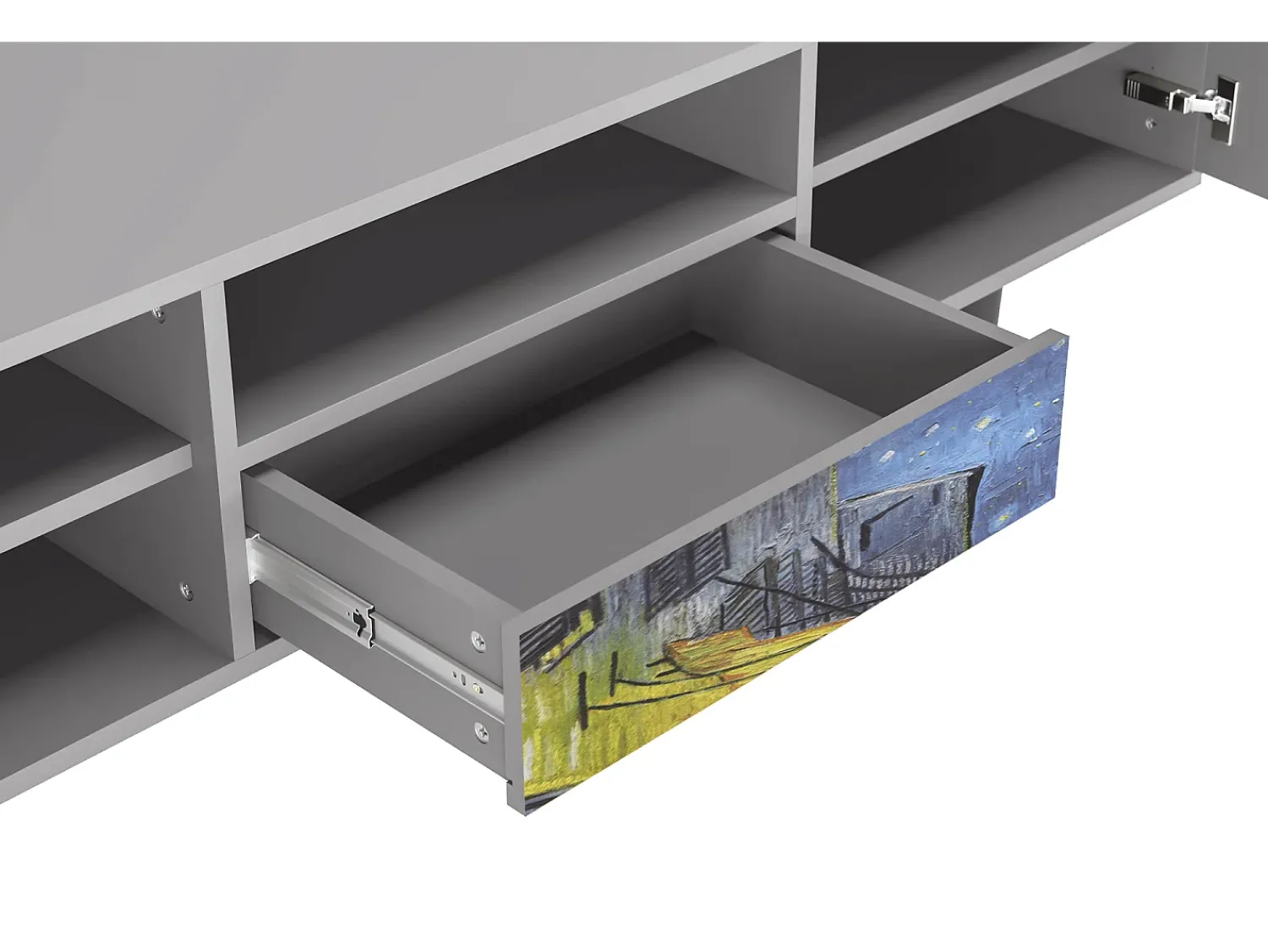 Móvel De Tv| Mueble de TV - 170х59х41 cm - T6 - Café Terrace at Night, Cinza Cinzento