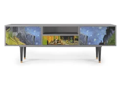 Móvel De Tv| Mueble de TV - 170х59х41 cm - T6 - Café Terrace at Night, Cinza Cinzento