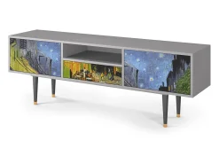 Móvel De Tv| Mueble de TV - 170х59х41 cm - T6 - Café Terrace at Night, Cinza Cinzento