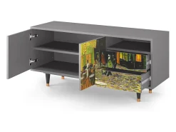Móvel De Tv| Mueble de TV - 125х56х41 cm - T7 - Café Terrace at Night, Cinza Cinzento