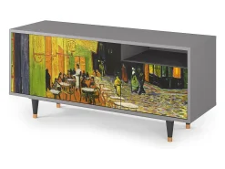Móvel De Tv| Mueble de TV - 125х56х41 cm - T7 - Café Terrace at Night, Cinza Cinzento