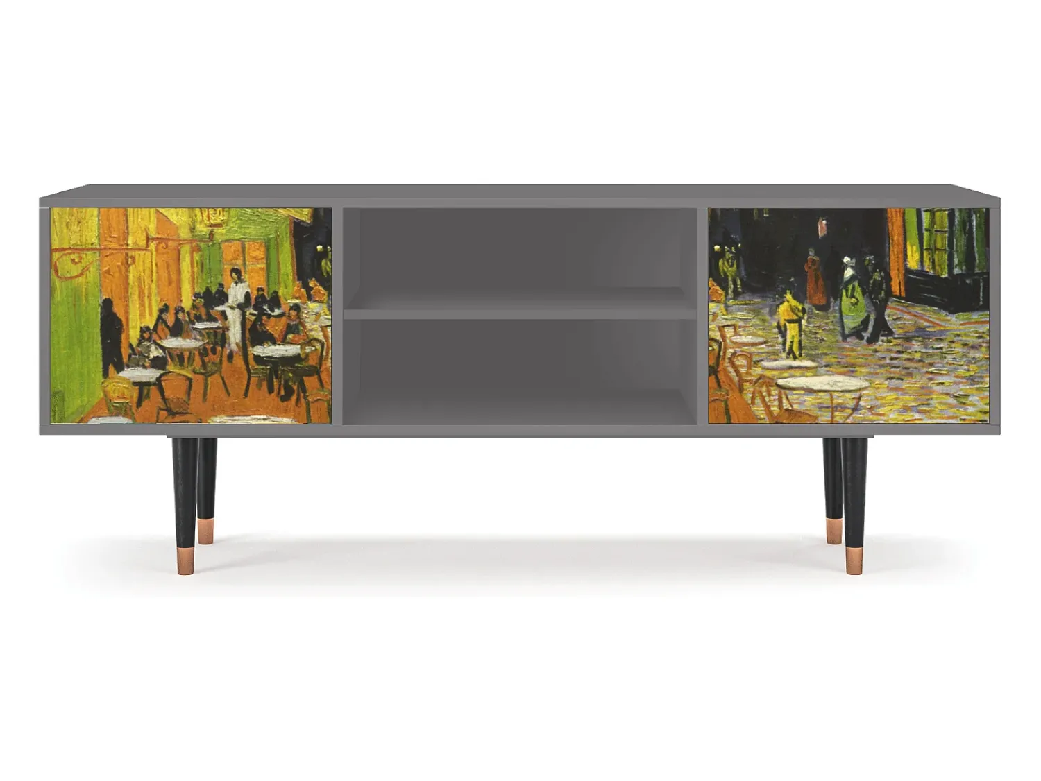 Sale Mueble de TV - 170х69х48 cm - T2 - Café Terrace at Night, Cinza Cinzento