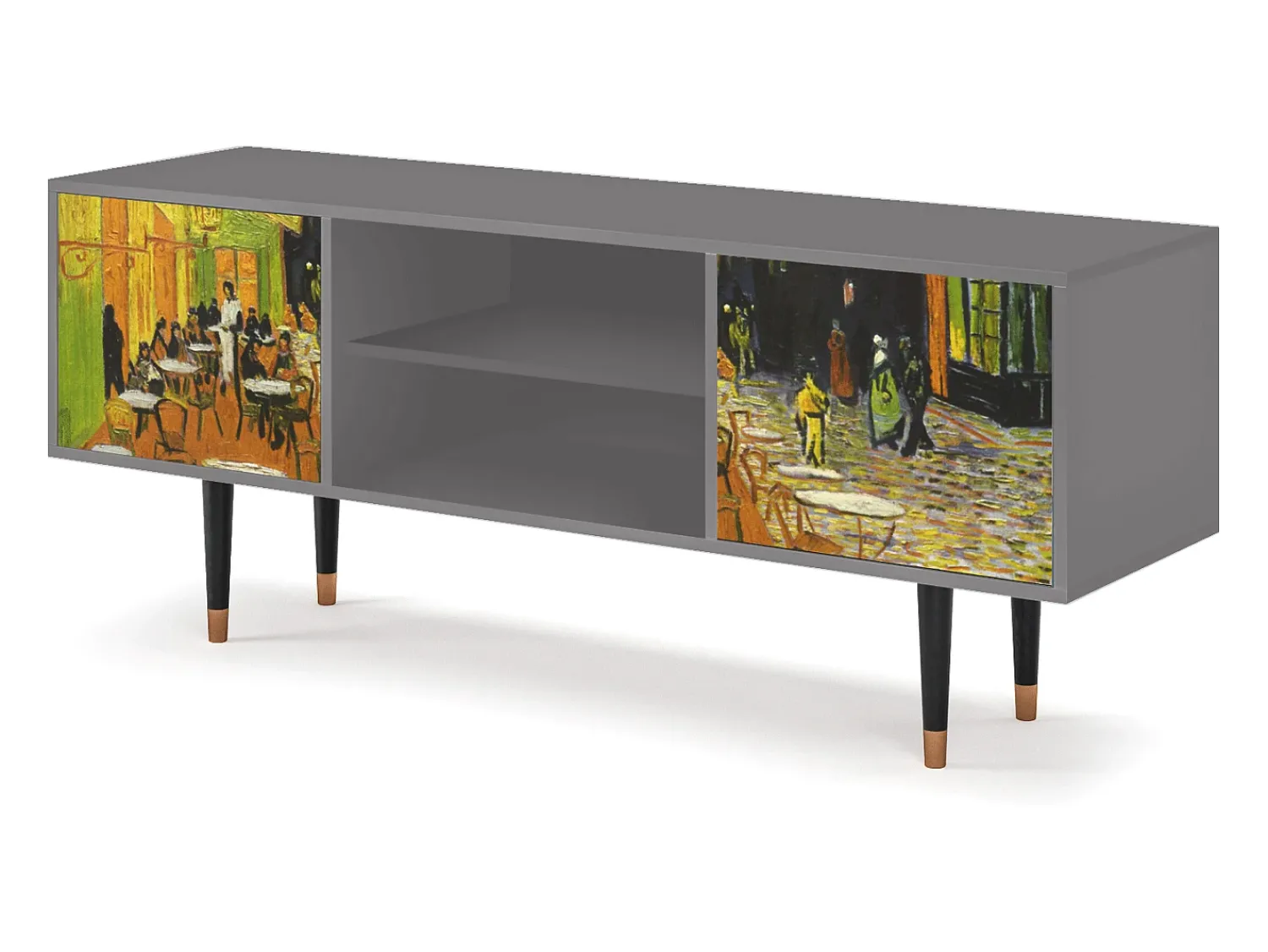 Sale Mueble de TV - 170х69х48 cm - T2 - Café Terrace at Night, Cinza Cinzento