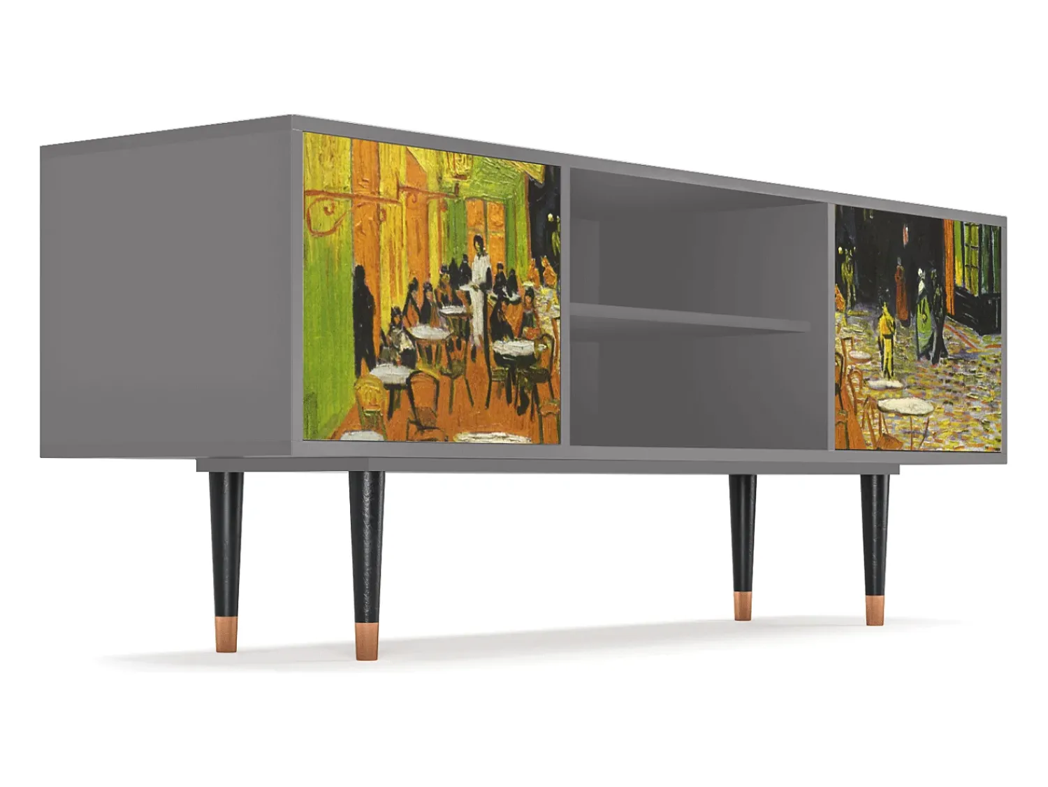 Sale Mueble de TV - 170х69х48 cm - T2 - Café Terrace at Night, Cinza Cinzento