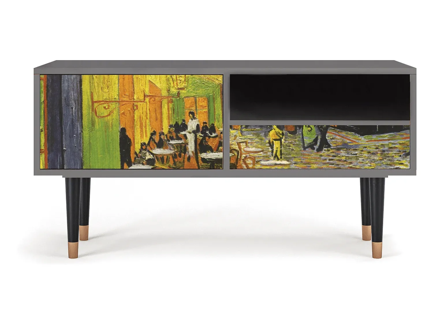 Mueble de TV - 115х59х48 cm - T3 - Café Terrace at Night, Cinza^ Móvel De Tv
