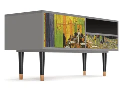 Mueble de TV - 115х59х48 cm - T3 - Café Terrace at Night, Cinza^ Móvel De Tv