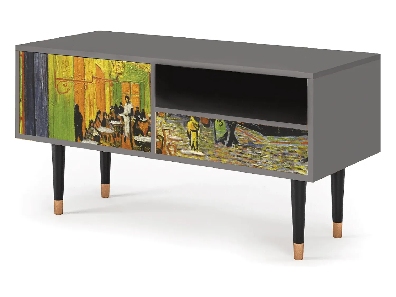 Mueble de TV - 115х59х48 cm - T3 - Café Terrace at Night, Cinza^ Móvel De Tv