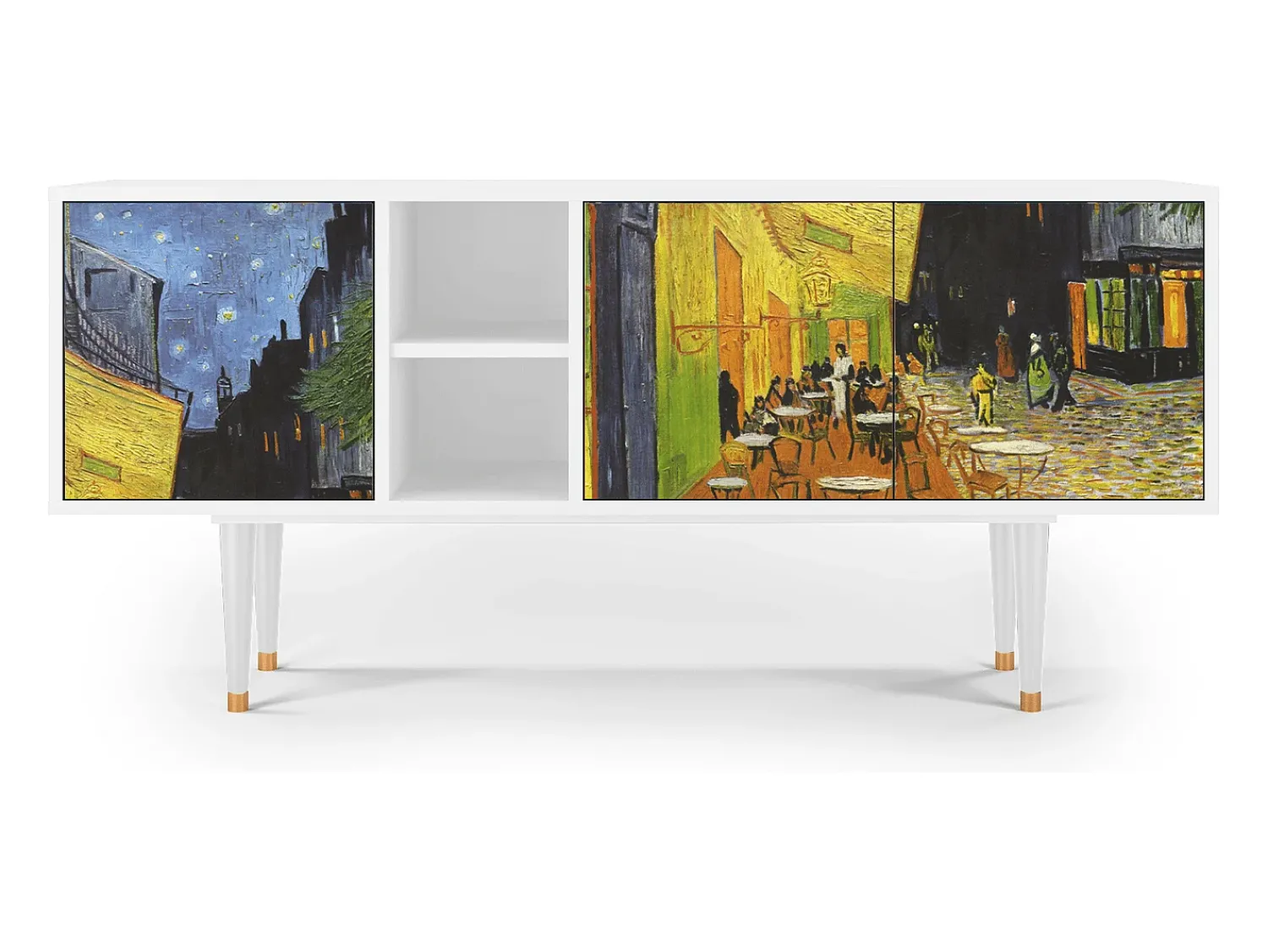 Mueble de TV - 150х69х41 cm - T5 - Café Terrace at Night, Branco^ Móvel De Tv