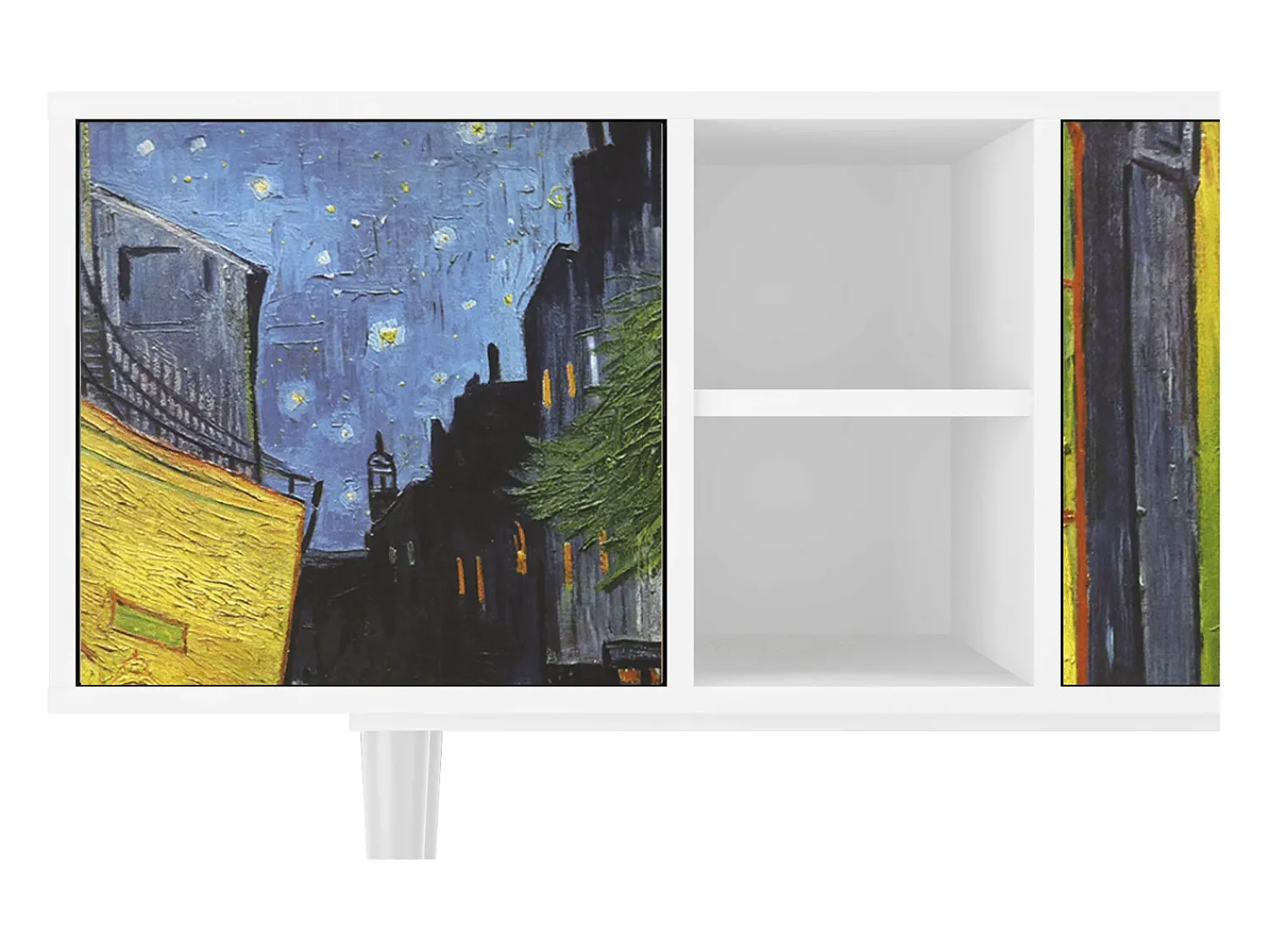 Mueble de TV - 150х69х41 cm - T5 - Café Terrace at Night, Branco^ Móvel De Tv