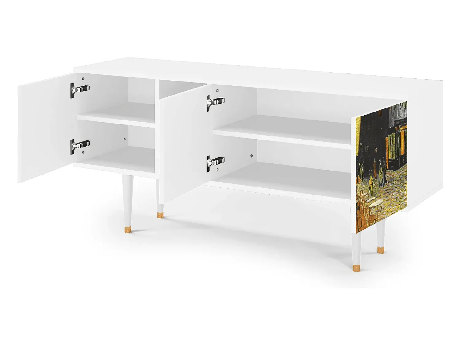 Mueble de TV - 150х69х41 cm - T5 - Café Terrace at Night, Branco^ Móvel De Tv