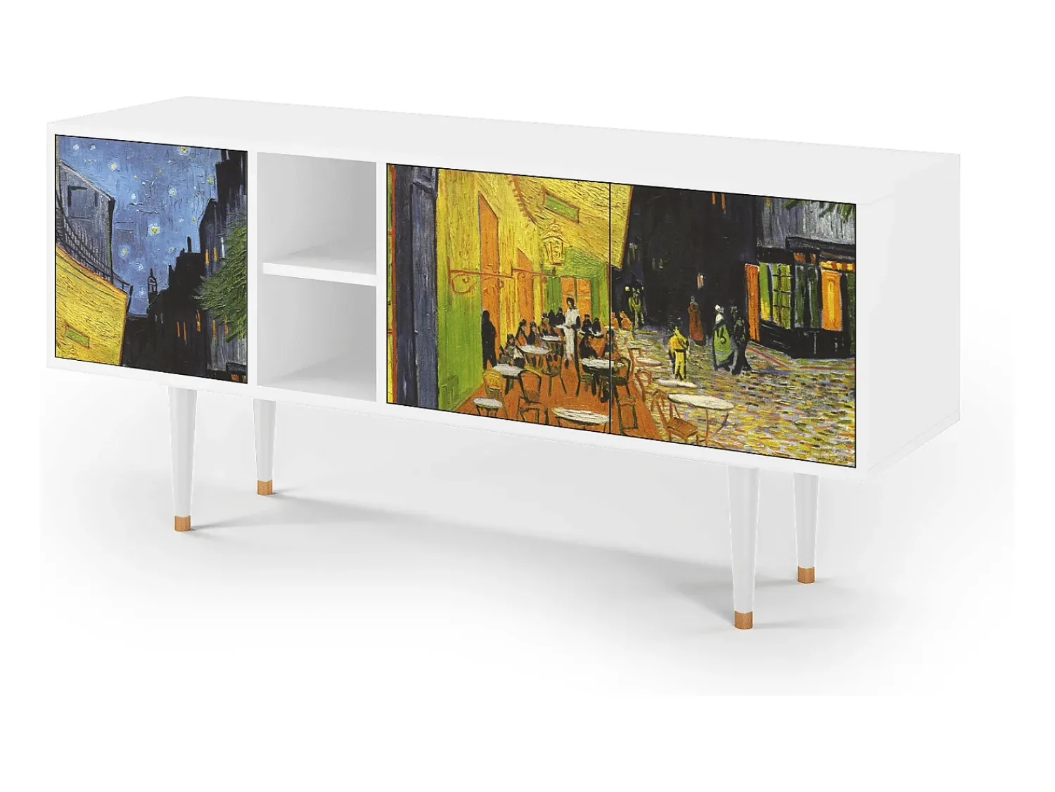 Mueble de TV - 150х69х41 cm - T5 - Café Terrace at Night, Branco^ Móvel De Tv