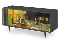 New Mueble de TV - 125х56х41 cm - T7 - Café Terrace at Night, Antracite Cinza antracite