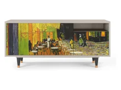 Hot Mueble de TV - 125х56х41 cm - T7 - Café Terrace at Night, Areia Bege