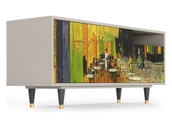 Hot Mueble de TV - 125х56х41 cm - T7 - Café Terrace at Night, Areia Bege