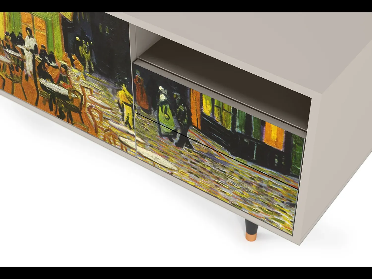 Hot Mueble de TV - 125х56х41 cm - T7 - Café Terrace at Night, Areia Bege