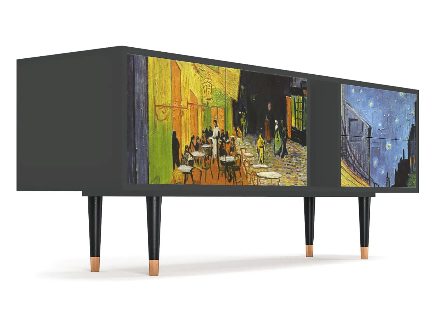 Mueble de TV - 170х69х48 cm - T1 - Café Terrace at Night, Antracite^ Móvel De Tv
