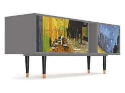 Móvel De Tv* Mueble de TV - 170х69х48 cm - T1 - Café Terrace at Night, Cinza Cinzento