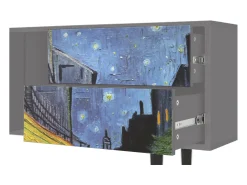 Móvel De Tv* Mueble de TV - 170х69х48 cm - T1 - Café Terrace at Night, Cinza Cinzento