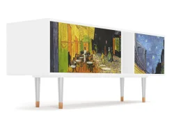 Móvel De Tv| Mueble de TV - 170х69х48 cm - T1 - Café Terrace at Night, Branco Bege
