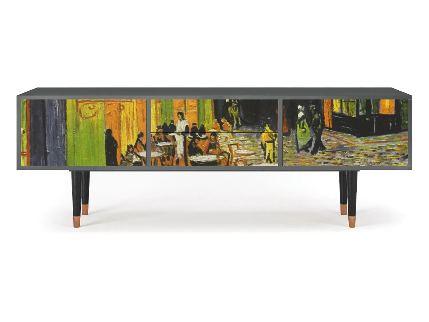 Mueble de TV - 170х59х48 cm - T4 - Café Terrace at Night, Antracite^ Móvel De Tv