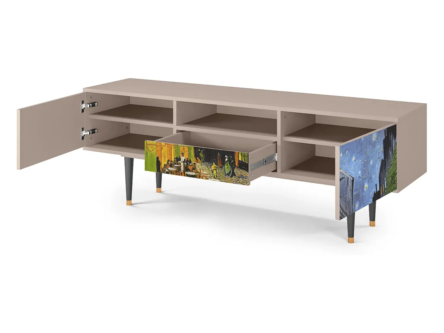 Móvel De Tv* Mueble de TV - 170х59х41 cm - T6 - Café Terrace at Night, Latte Bege