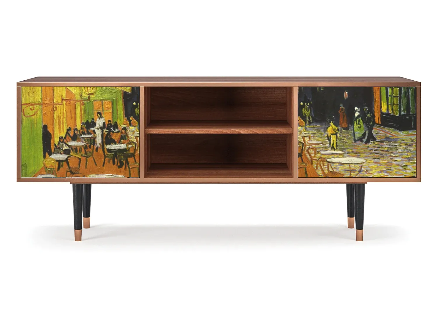 Outlet Mueble de TV - 170х69х48 cm - T2 - Café Terrace at Night, Nogueira Castanho