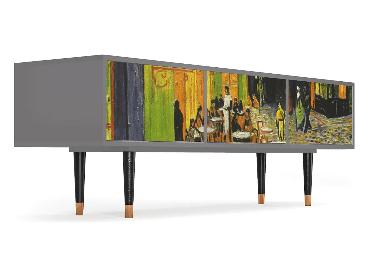 Outlet Mueble de TV - 170х59х48 cm - T4 - Café Terrace at Night, Cinza Cinzento