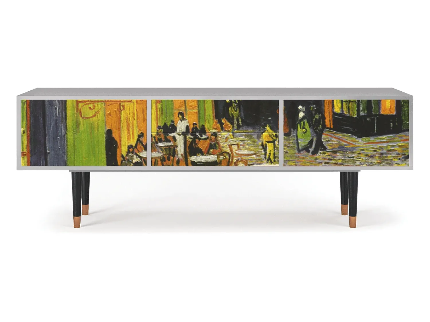Outlet Mueble de TV - 170х59х48 cm - T4 - Café Terrace at Night, Cinza Cinzento