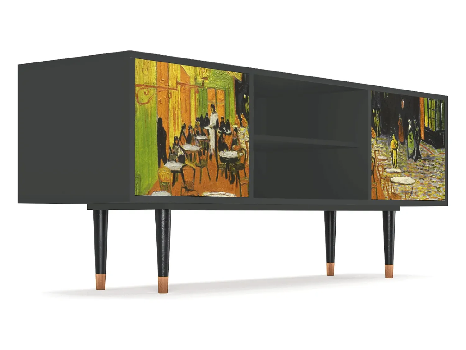 Mueble de TV - 170х69х48 cm - T2 - Café Terrace at Night, Antracite Cinza antracite