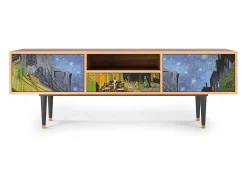 Móvel De Tv| Mueble de TV - 170х59х41 cm - T6 - Café Terrace at Night, Nogueira Castanho