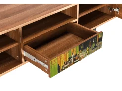 Móvel De Tv| Mueble de TV - 170х59х41 cm - T6 - Café Terrace at Night, Nogueira Castanho