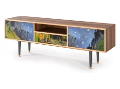 Móvel De Tv| Mueble de TV - 170х59х41 cm - T6 - Café Terrace at Night, Nogueira Castanho