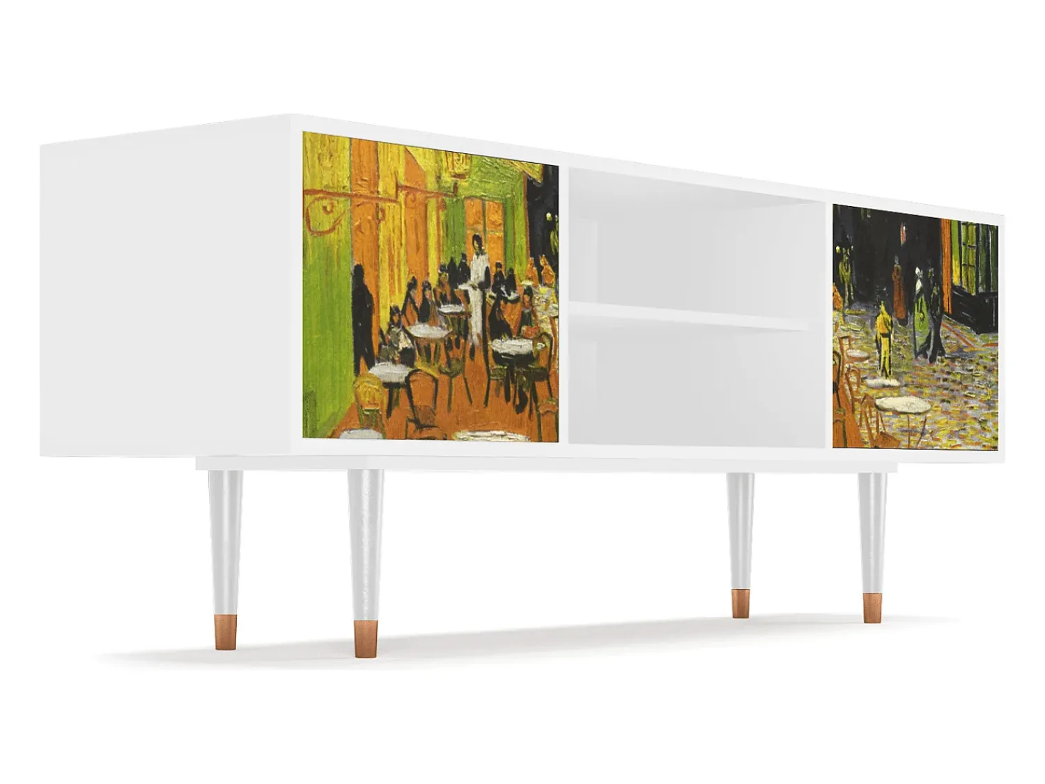 Móvel De Tv| Mueble de TV - 170х69х48 cm - T2 - Café Terrace at Night, Branco Bege