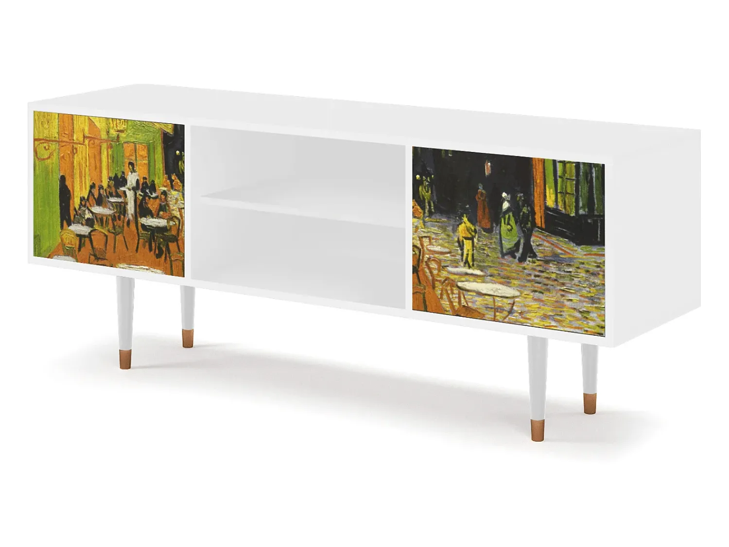 Móvel De Tv| Mueble de TV - 170х69х48 cm - T2 - Café Terrace at Night, Branco Bege