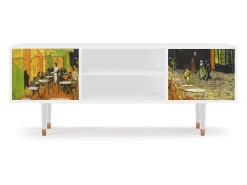 Móvel De Tv| Mueble de TV - 170х69х48 cm - T2 - Café Terrace at Night, Branco Bege