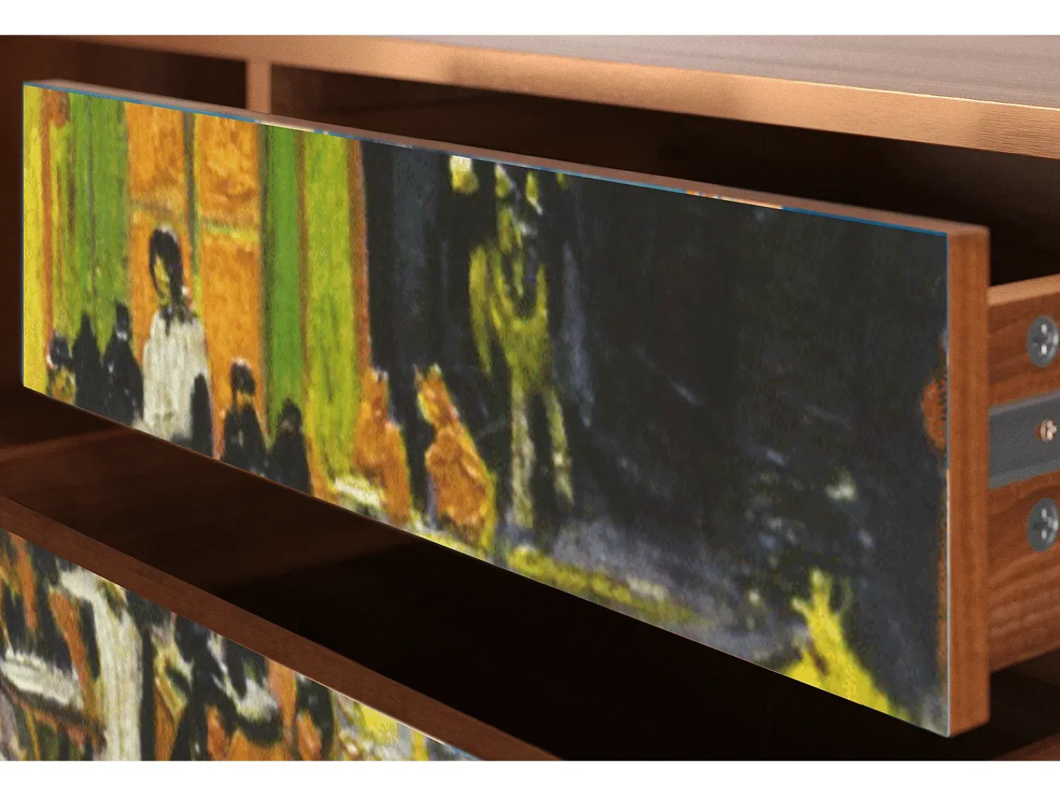 Móvel De Tv| Mueble de TV - 170х59х48 cm - T4 - Café Terrace at Night, Nogueira Castanho