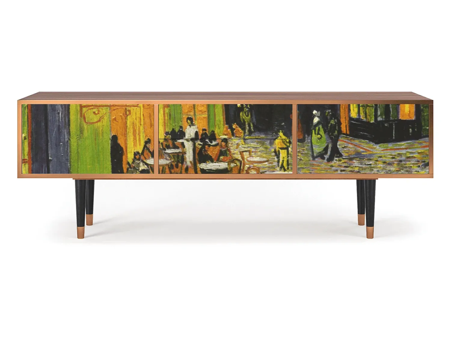Móvel De Tv| Mueble de TV - 170х59х48 cm - T4 - Café Terrace at Night, Nogueira Castanho