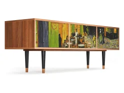 Móvel De Tv| Mueble de TV - 170х59х48 cm - T4 - Café Terrace at Night, Nogueira Castanho