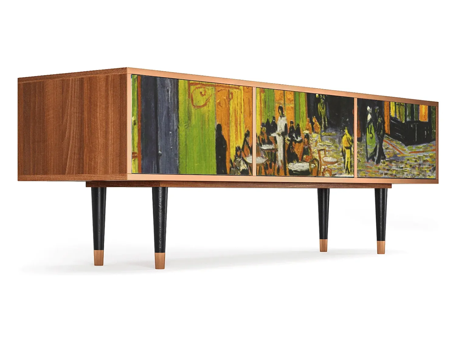 Móvel De Tv| Mueble de TV - 170х59х48 cm - T4 - Café Terrace at Night, Nogueira Castanho
