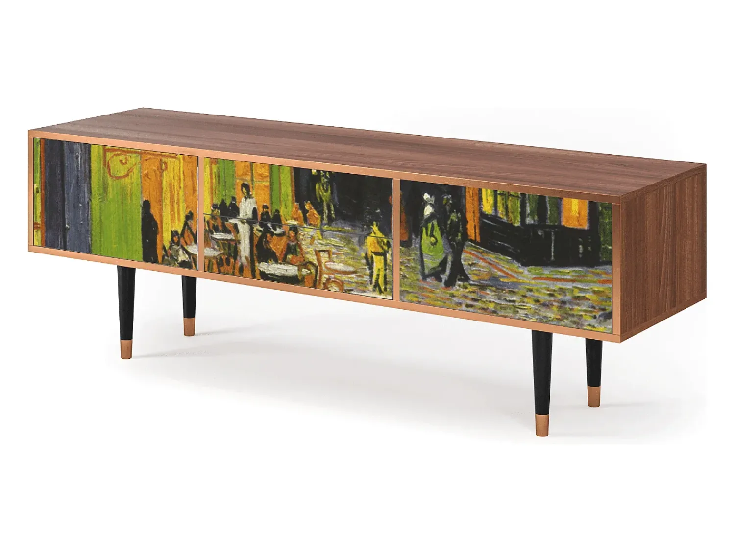 Móvel De Tv| Mueble de TV - 170х59х48 cm - T4 - Café Terrace at Night, Nogueira Castanho