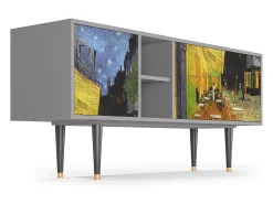 Discount Mueble de TV - 150х69х41 cm - T5 - Café Terrace at Night, Cinza Cinzento
