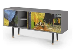 Discount Mueble de TV - 150х69х41 cm - T5 - Café Terrace at Night, Cinza Cinzento