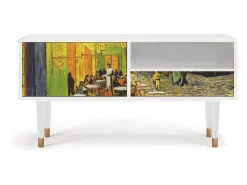 Móvel De Tv* Mueble de TV - 115х59х48 cm - T3 - Café Terrace at Night, Branco Bege
