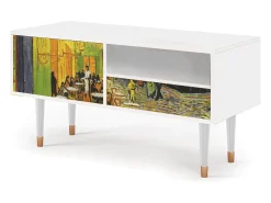 Móvel De Tv* Mueble de TV - 115х59х48 cm - T3 - Café Terrace at Night, Branco Bege