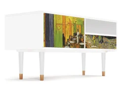Móvel De Tv* Mueble de TV - 115х59х48 cm - T3 - Café Terrace at Night, Branco Bege
