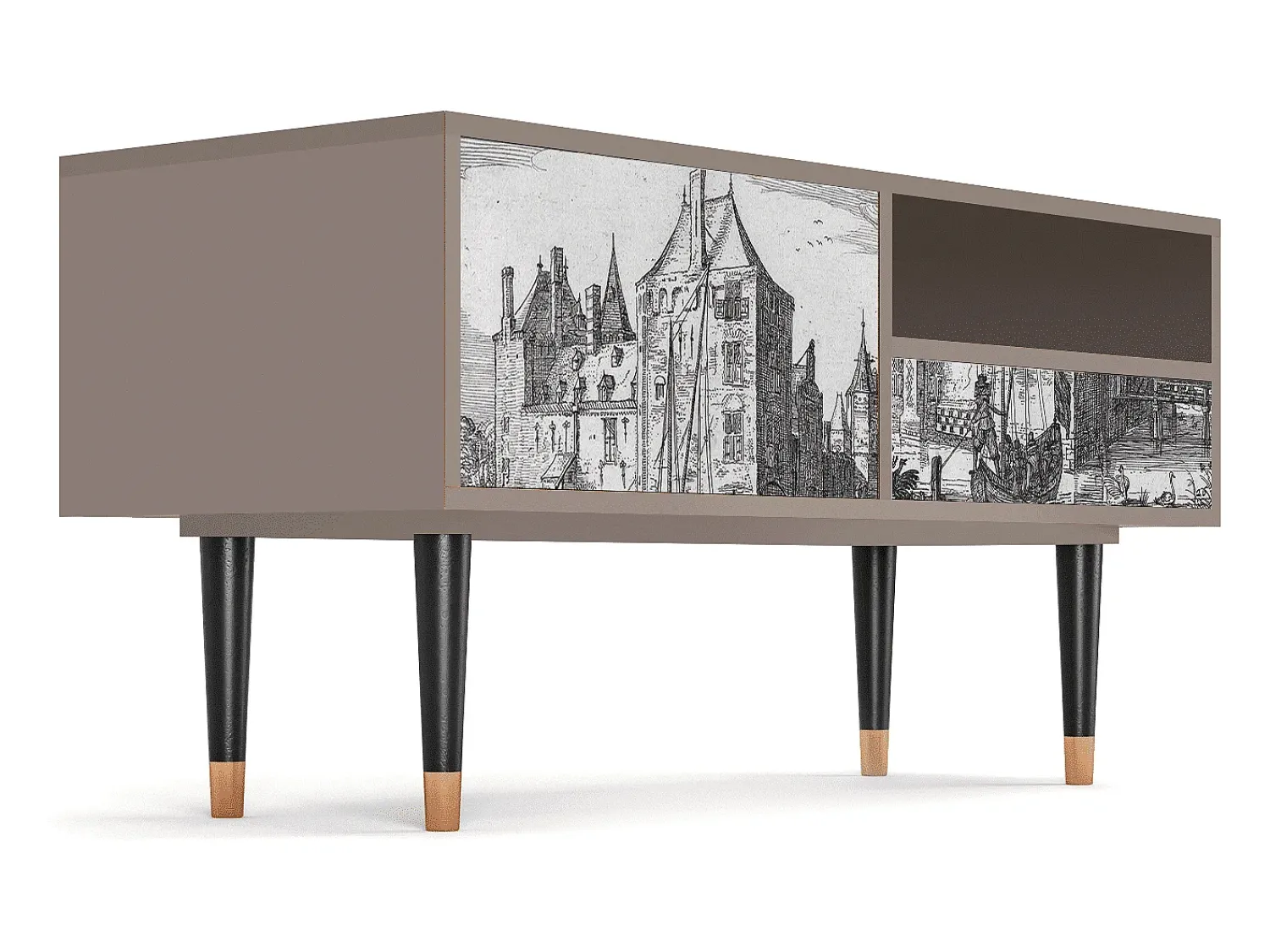 Móvel De Tv| Mueble de TV - 115х59х48 cm - T3 - Castle by Breugel, Latte Bege