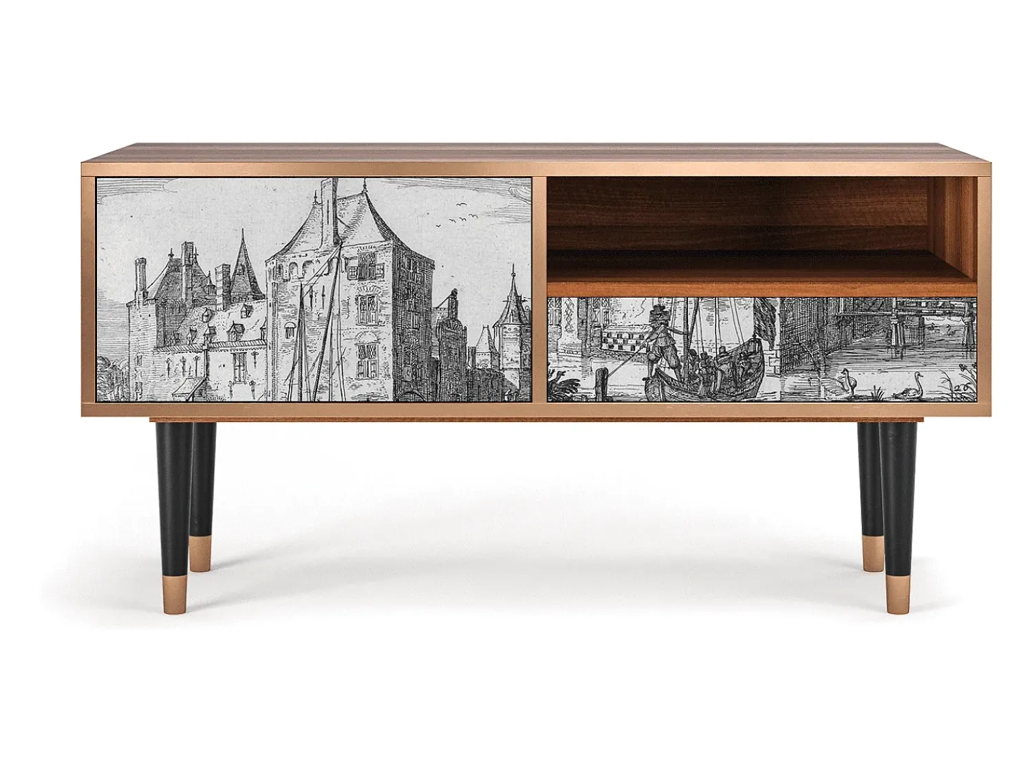 Mueble de TV - 115х59х48 cm - T3 - Castle by Breugel, Nogueira^ Móvel De Tv