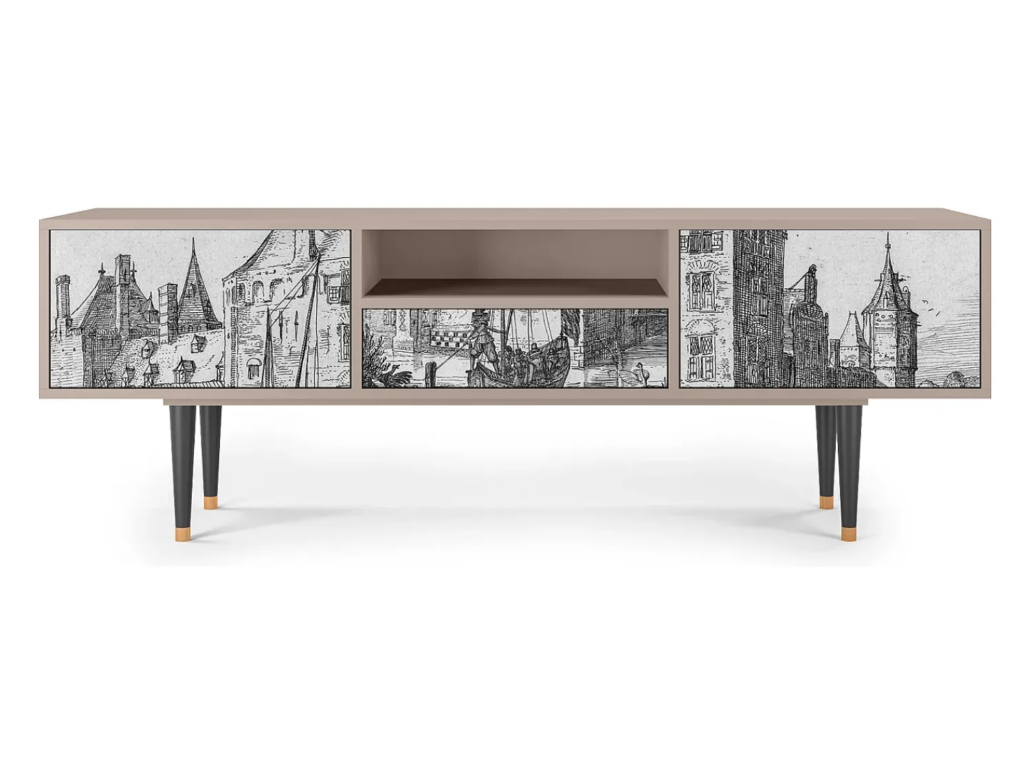 Mueble de TV - 170х59х41 cm - T6 - Castle with Bridge, Latte^ Móvel De Tv