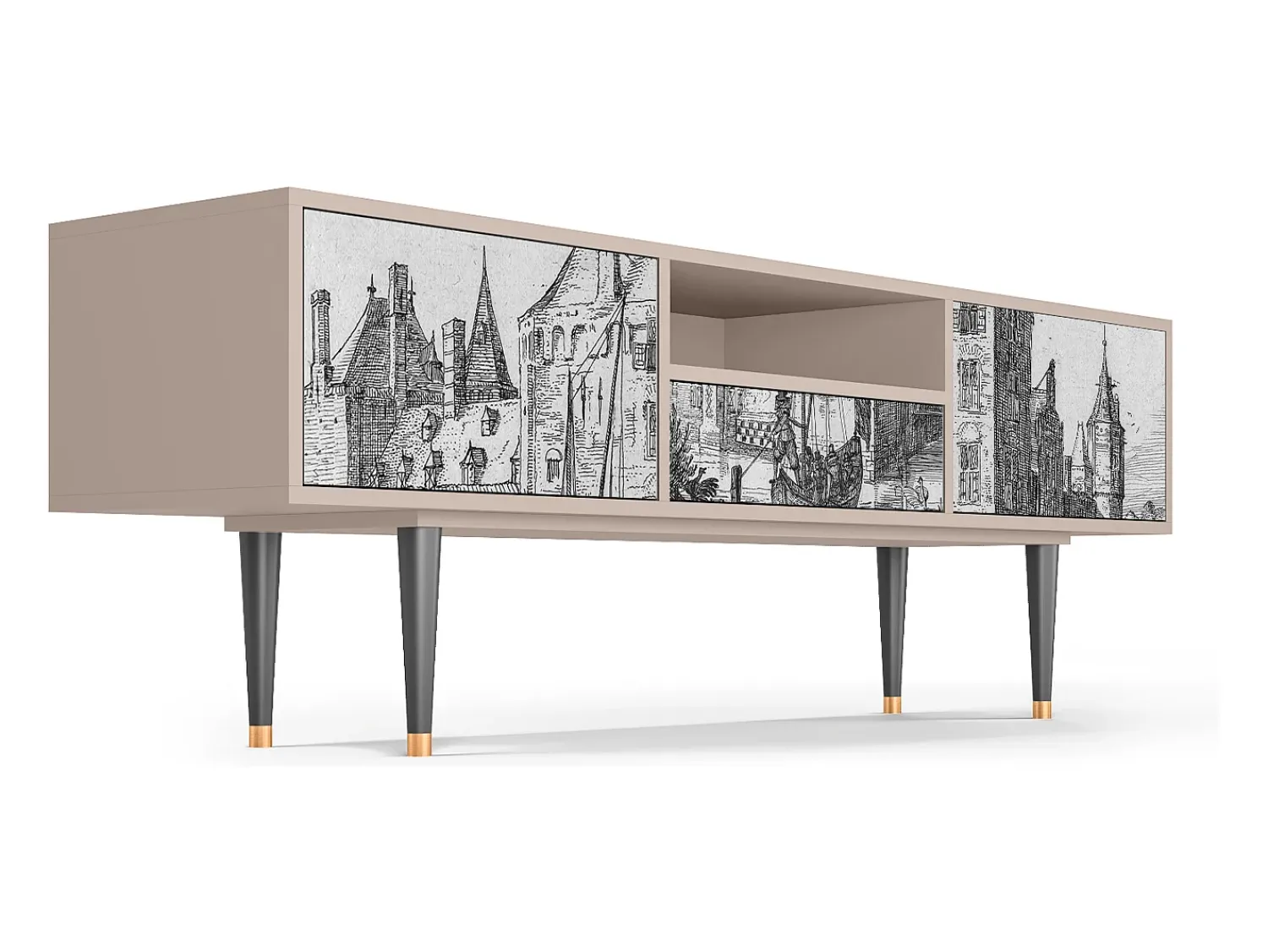 Mueble de TV - 170х59х41 cm - T6 - Castle with Bridge, Latte^ Móvel De Tv