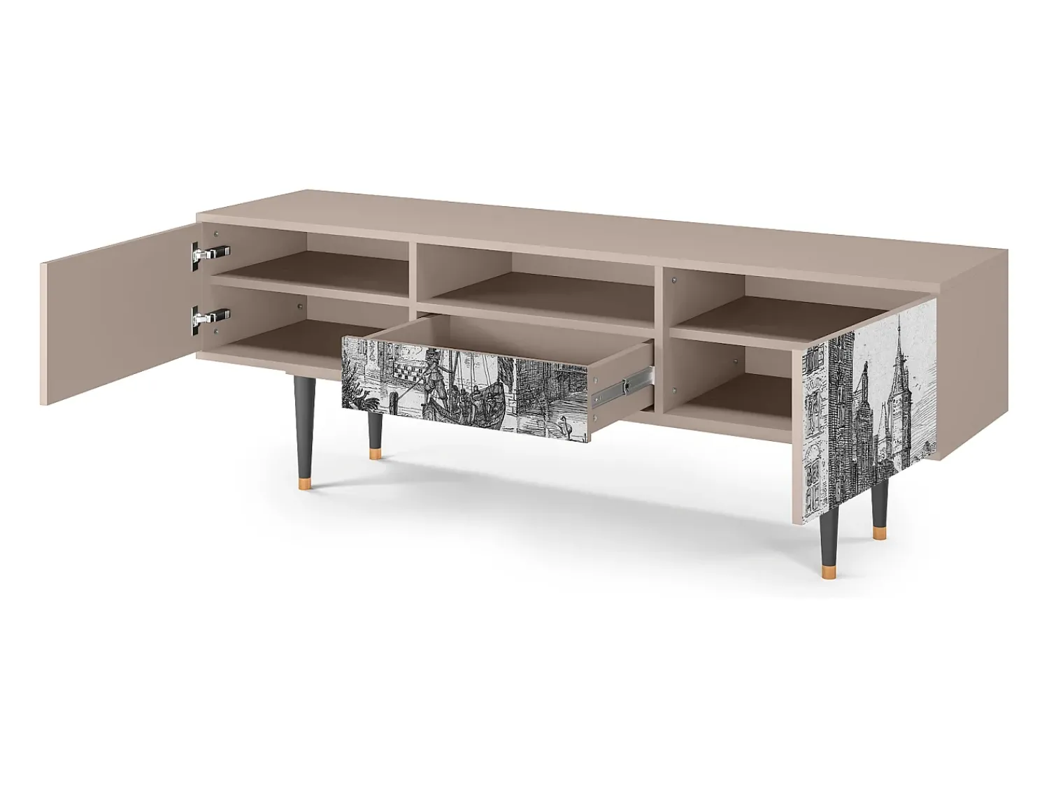 Mueble de TV - 170х59х41 cm - T6 - Castle with Bridge, Latte^ Móvel De Tv